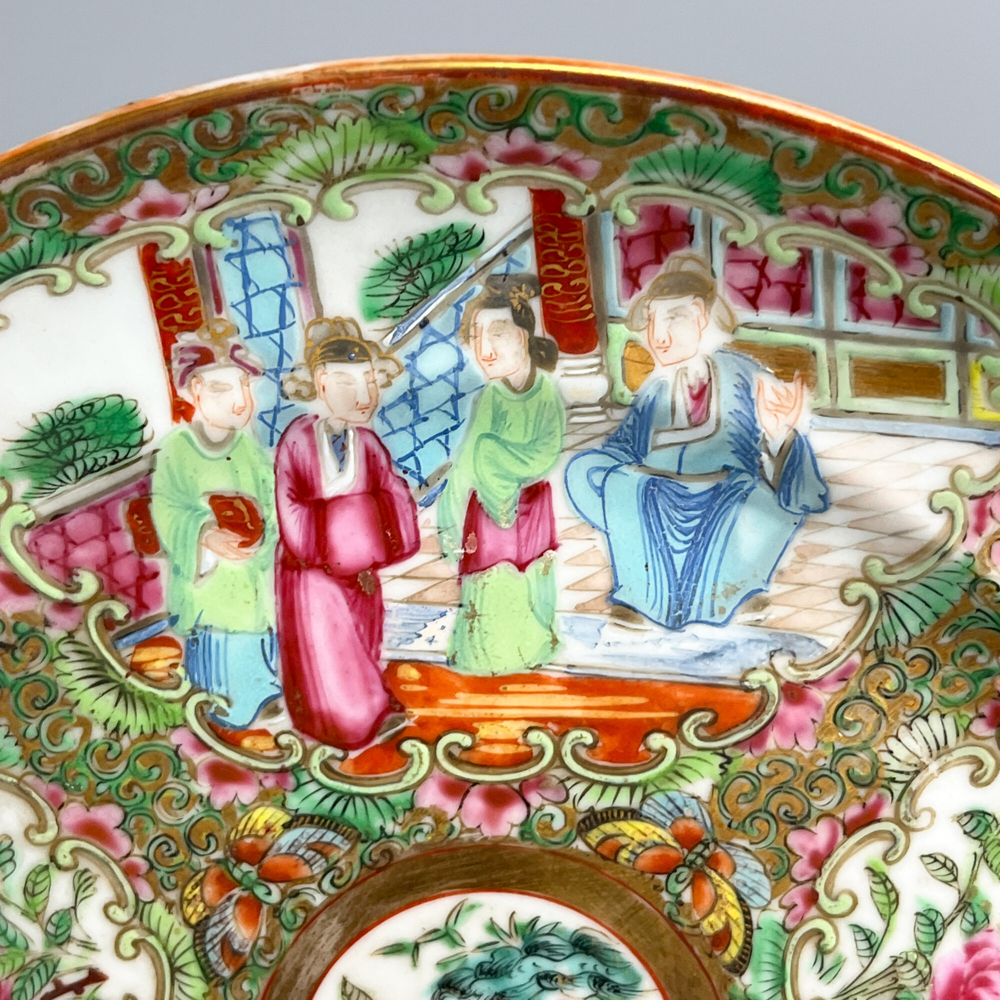 晚清 广彩花卉开窗人物故事盘29-M2XFL010136-03