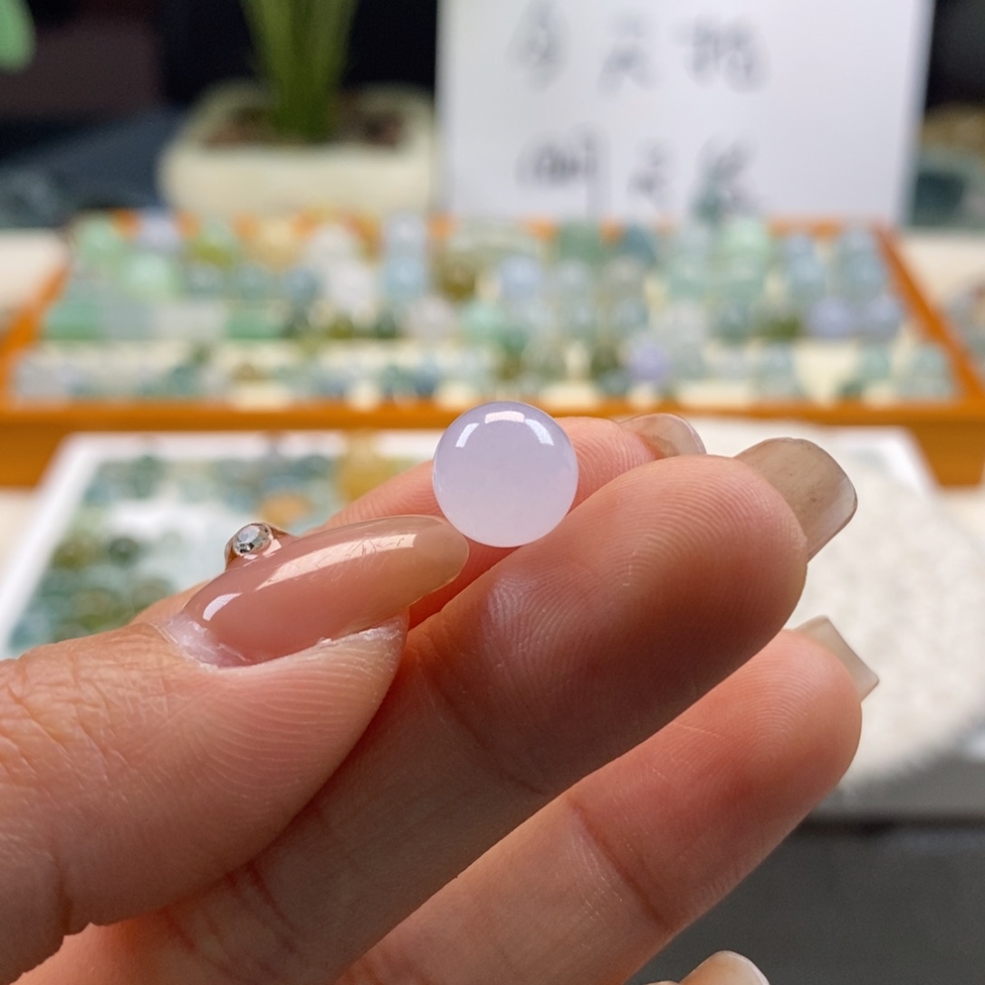 翡翠散珠鸭*瘦天然翡翠粉紫9.2