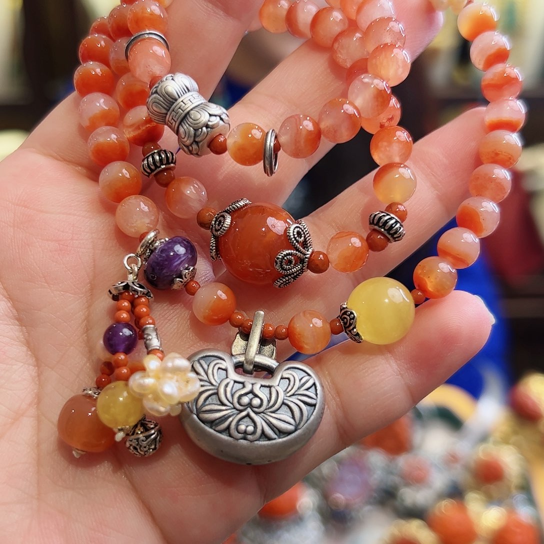 玛瑙手链未镶嵌古风