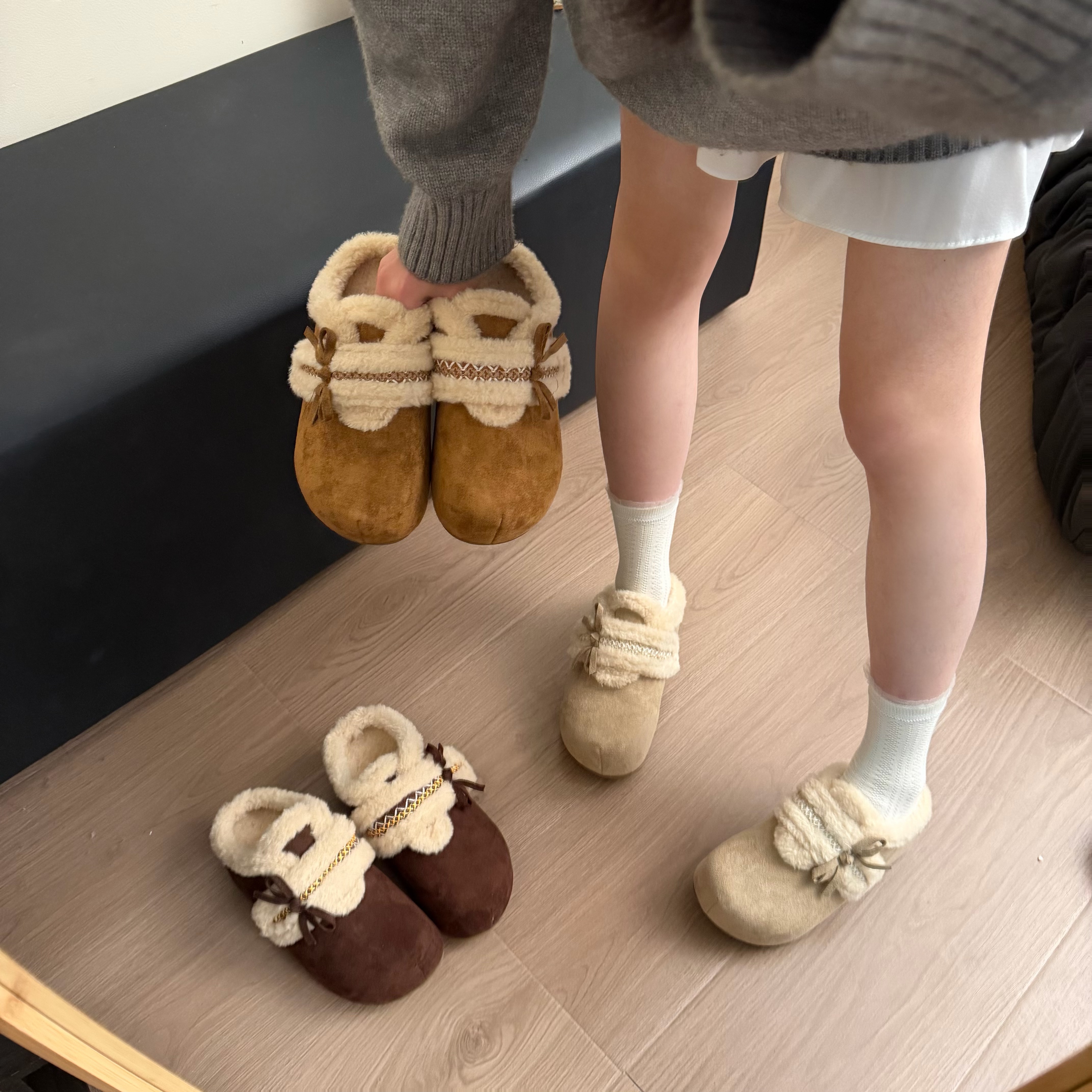 厚底韩版勃肯鞋百搭刺绣蝴蝶结加绒2025女款内增高冬季新款包头拖