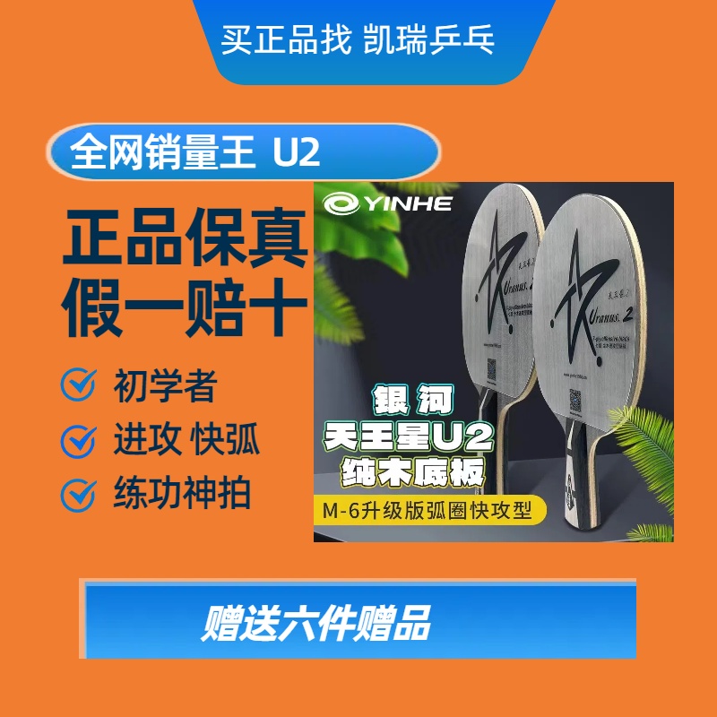 银河u2乒乓球拍7层纯木底板初学者必备手工粘胶皮套餐