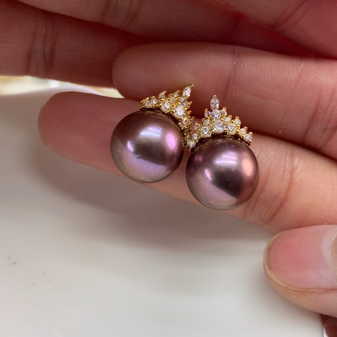 淡水珍珠耳饰银S925镶嵌