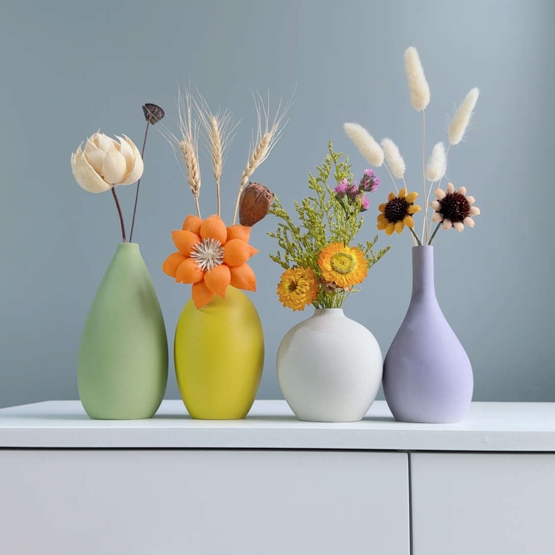 摆件陶瓷花瓶摆件含花总高约20-30cm