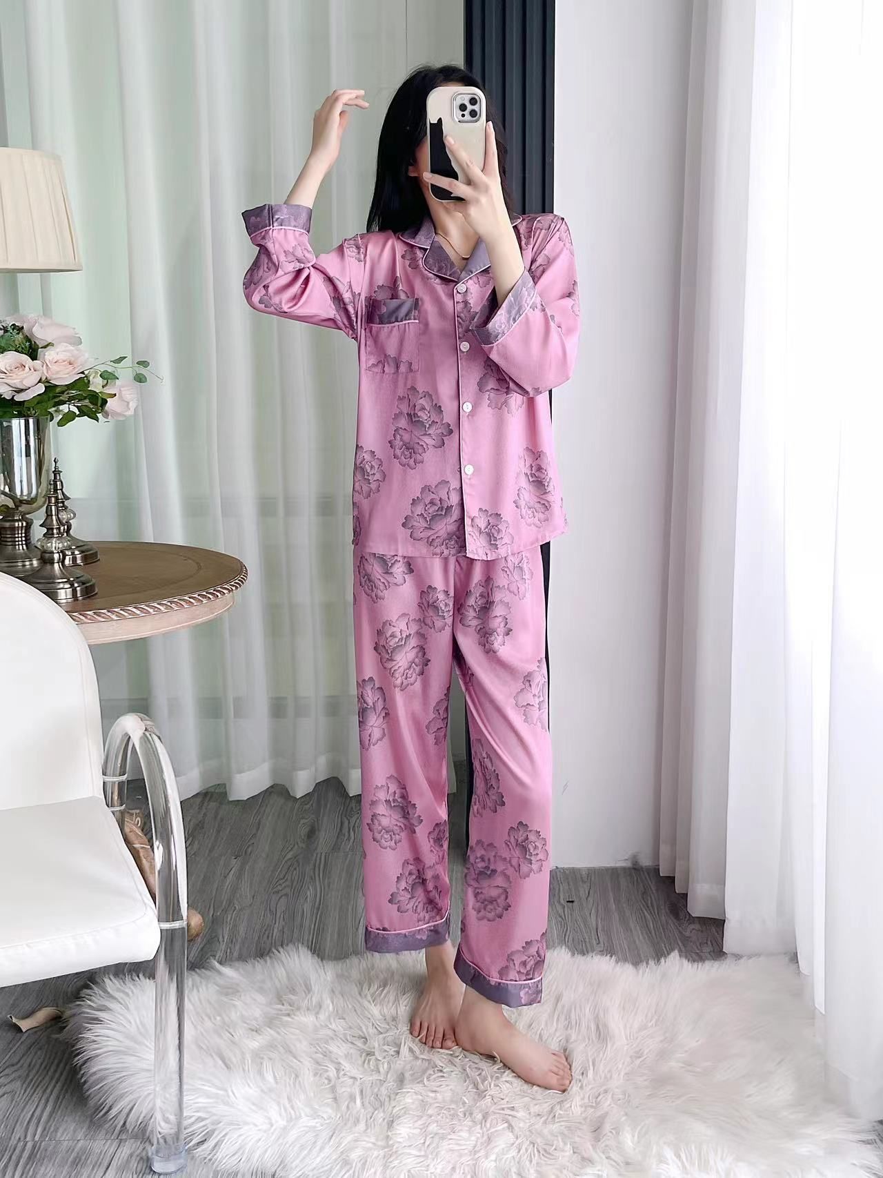 睡衣女春秋季长袖薄款2025新款中国风高级感家居服套装