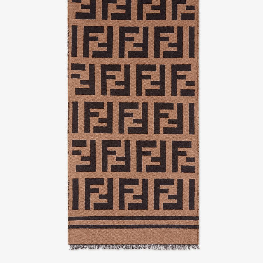 全新未使用 FENDI/芬迪 【念念活动】FF经典图案 围巾 卡其 羊毛