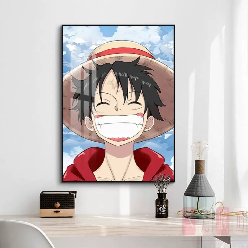 海贼王路飞大合照海报挂画客厅沙发背景墙壁画二次元潮流桌面摆画