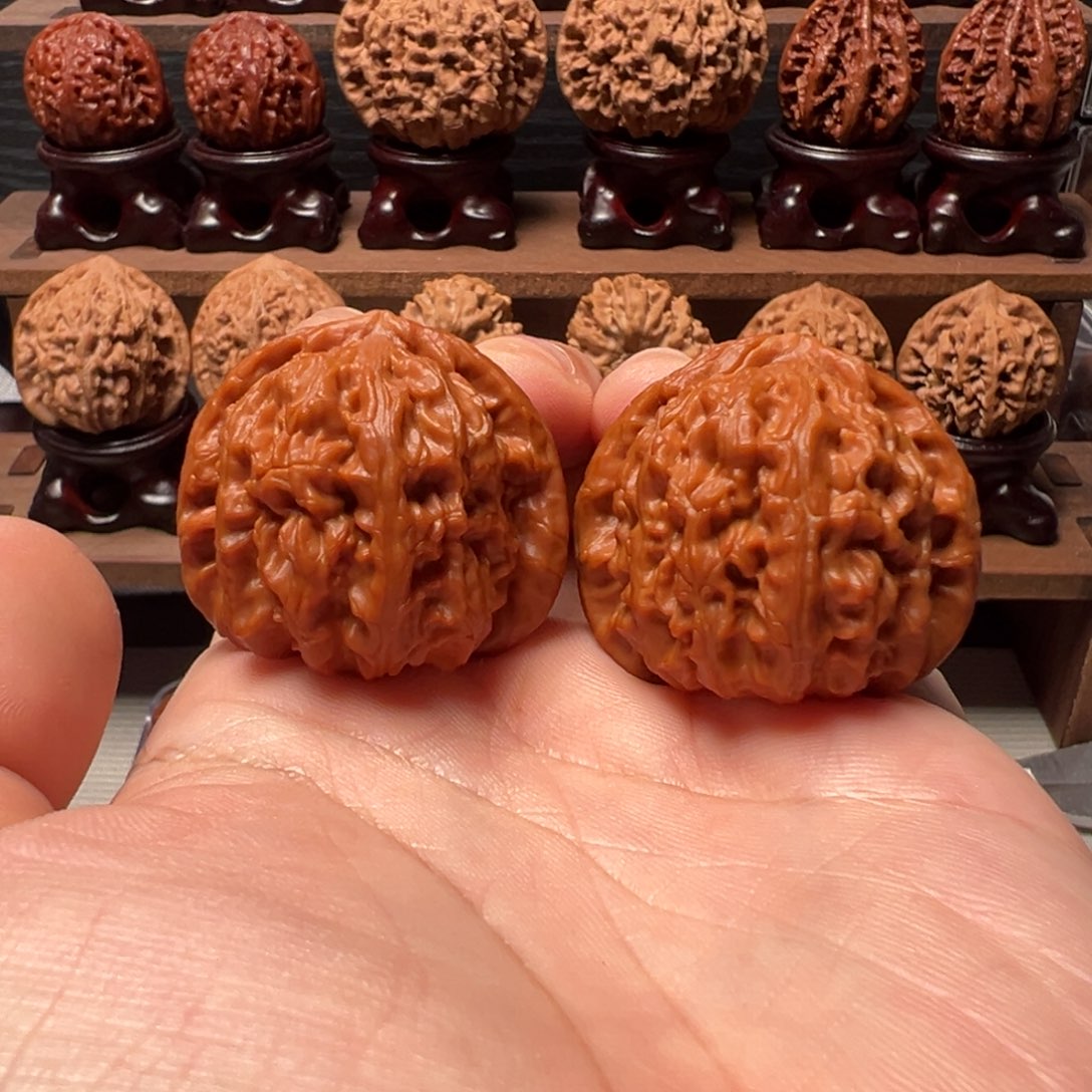 把件文玩核桃39三角白