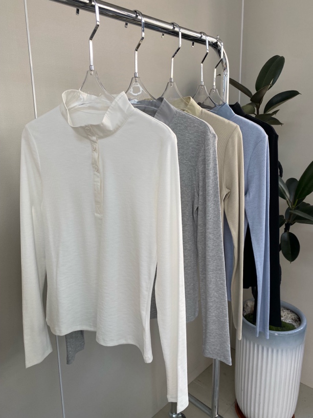 【K11】小众设计师款五个色衬衫领拼接上衣66235