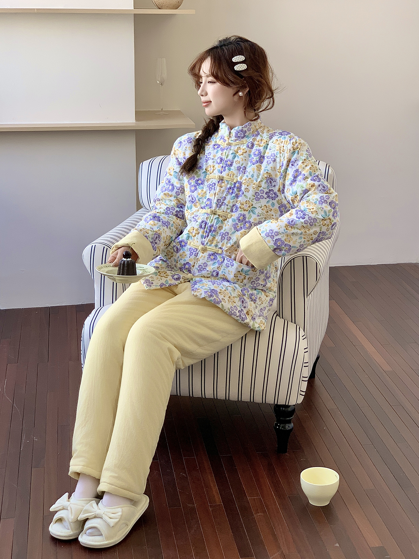 太好看纯棉花新疆长绒棉纯棉夹棉加厚棉花棉袄新中式棉服国风套装