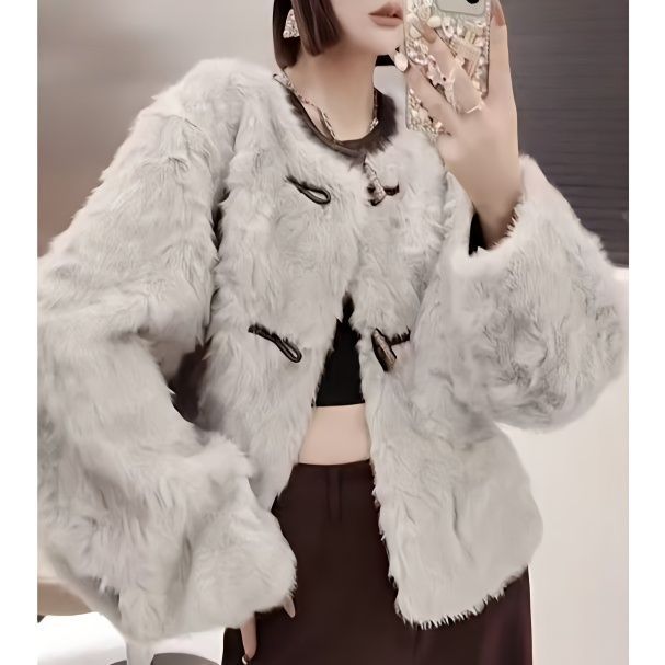 【现货+运费险】时尚马蹄袖皮毛一体皮草外套女百搭气质短款YY333