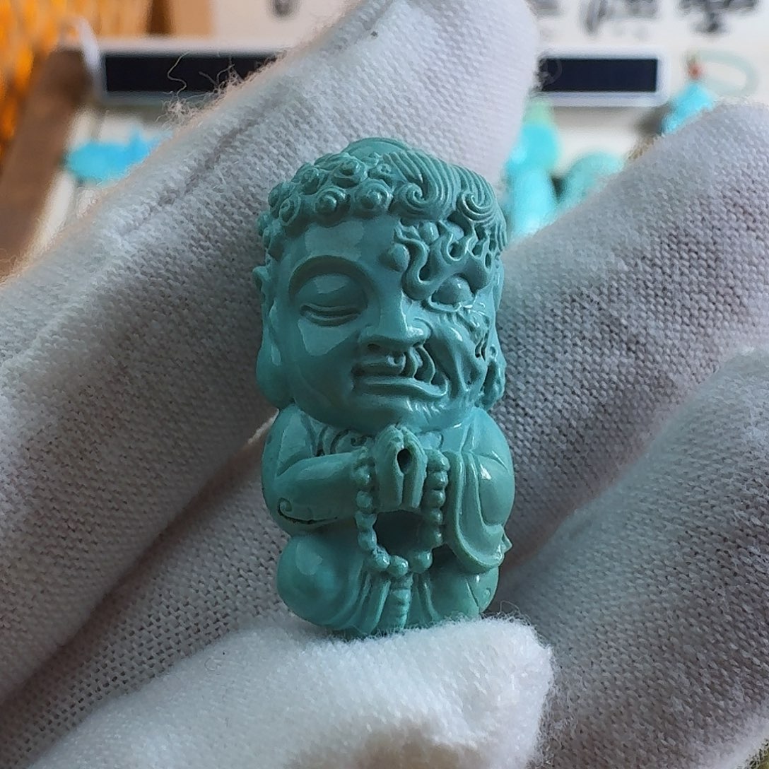 绿松石珠宝奇石未镶嵌宝宝佛一念之间吊坠挂件手串配饰diy