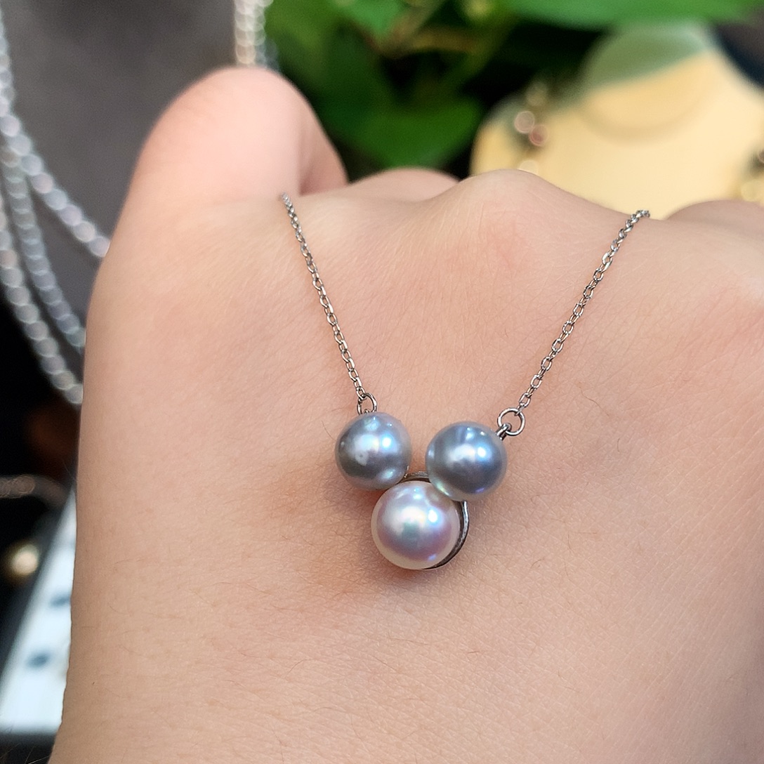 项链银S925镶嵌海水珍珠