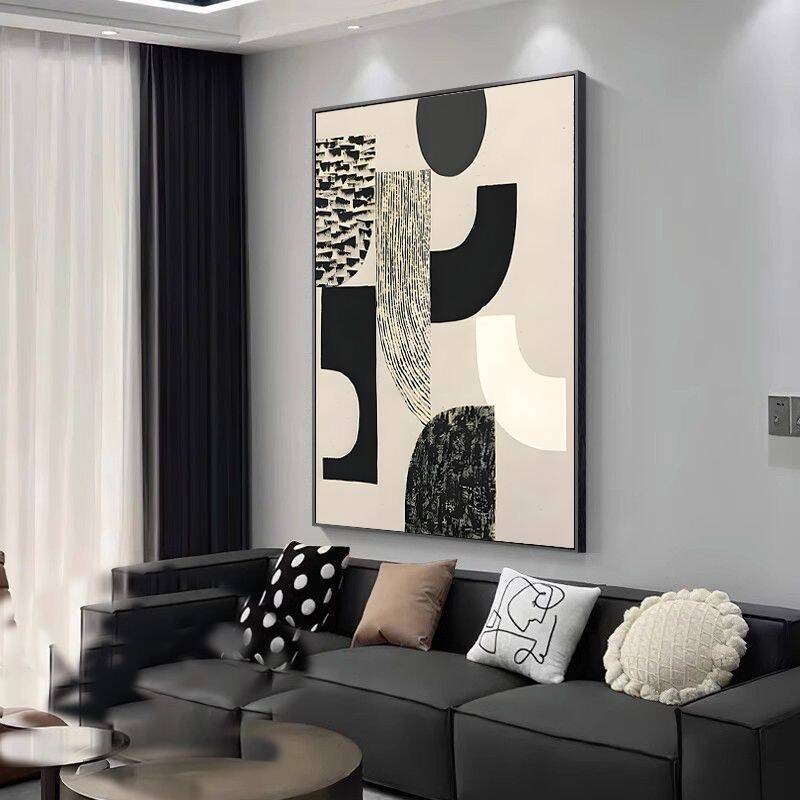 现代装饰画黑白极简玄关挂画落地沙发高级壁画背景墙简约挂画