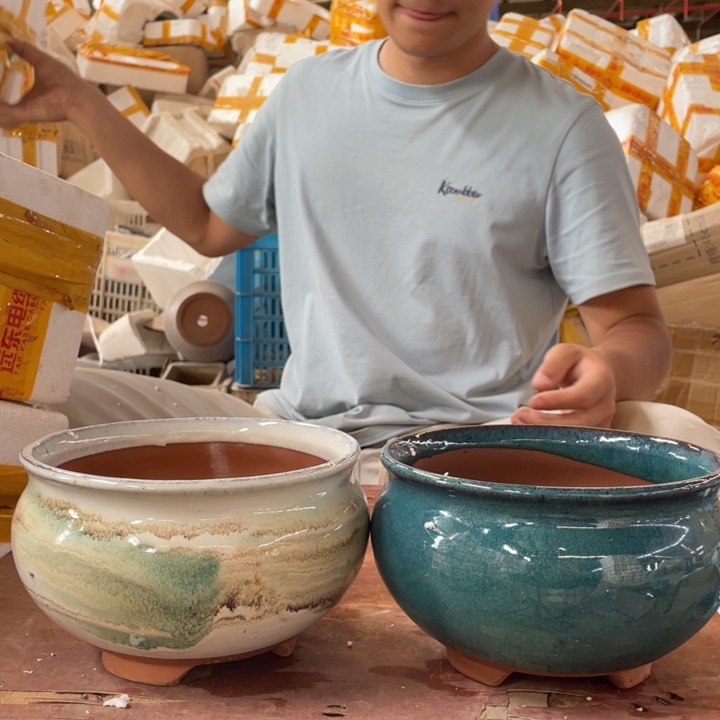 宜兴紫砂粗陶花盆