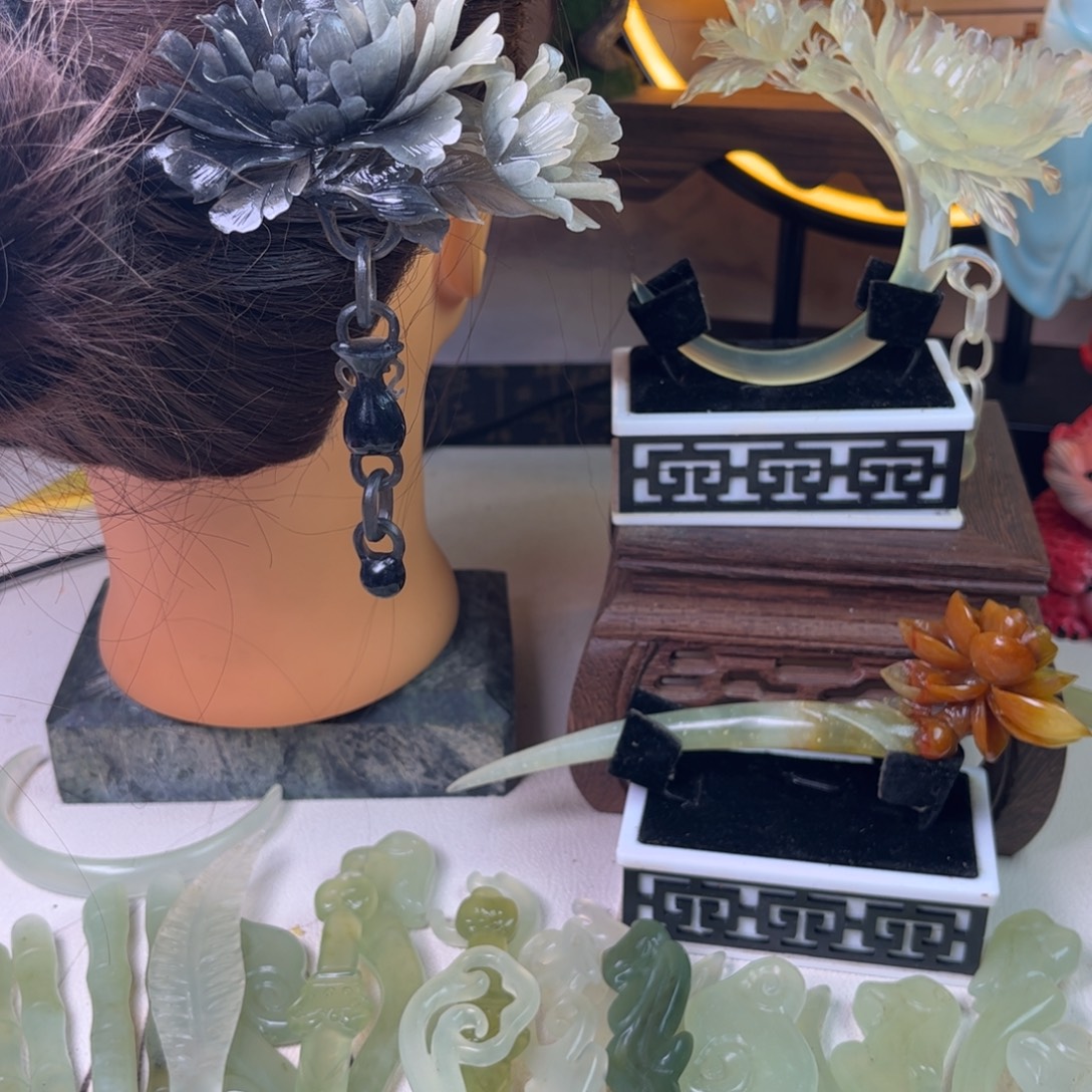 蛇纹石玉未镶嵌发饰