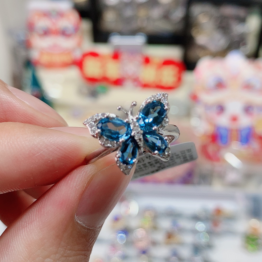 托帕石戒指银S925镶嵌