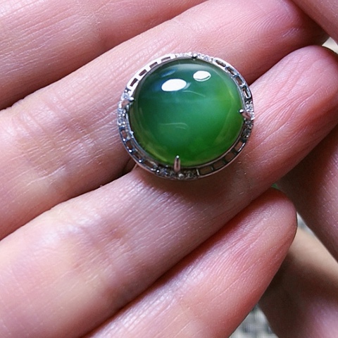 和田玉戒指银S925镶嵌