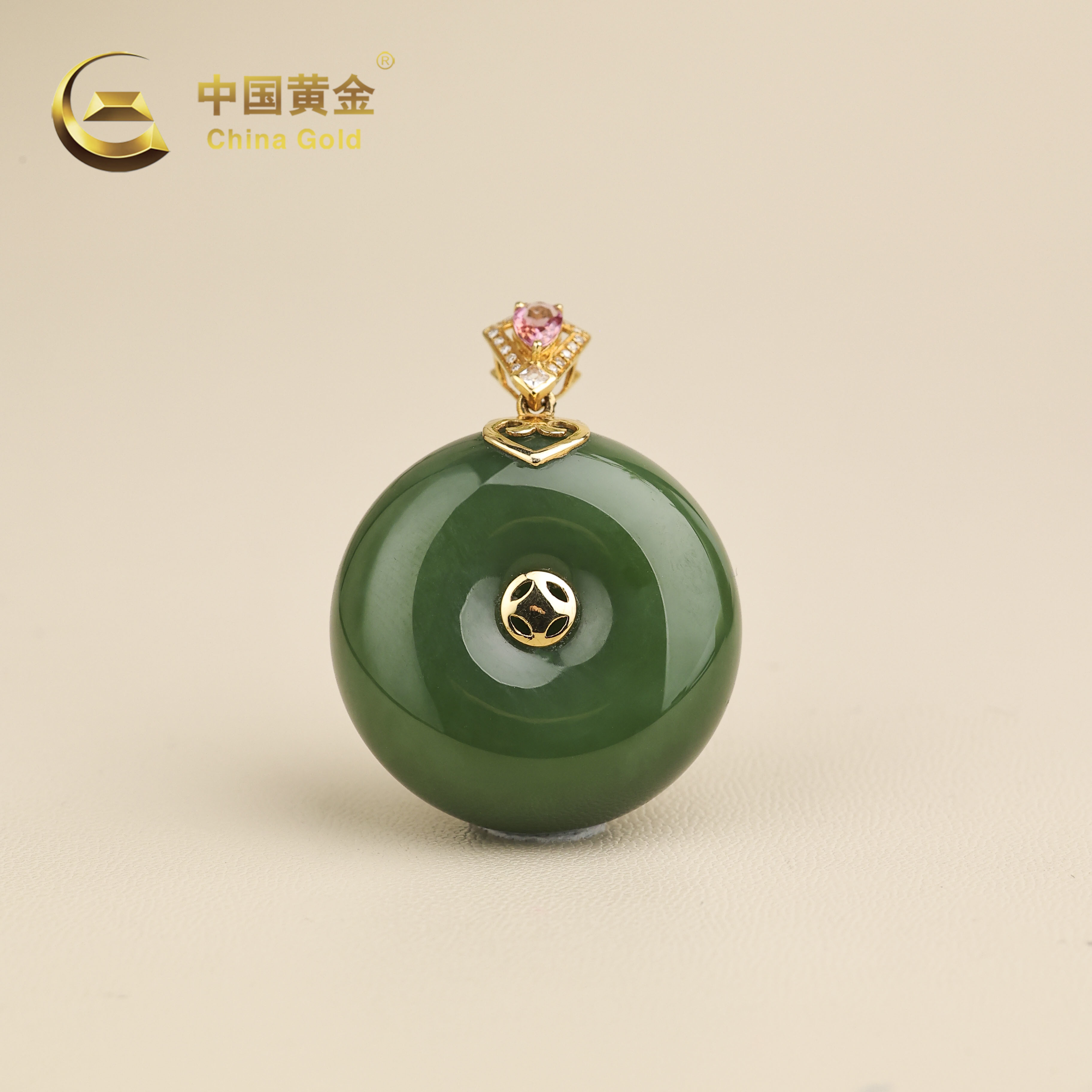 【中国黄金】末夏 | 和田玉*吊坠*18K金镶嵌-D5838+UX003Y-L-Y