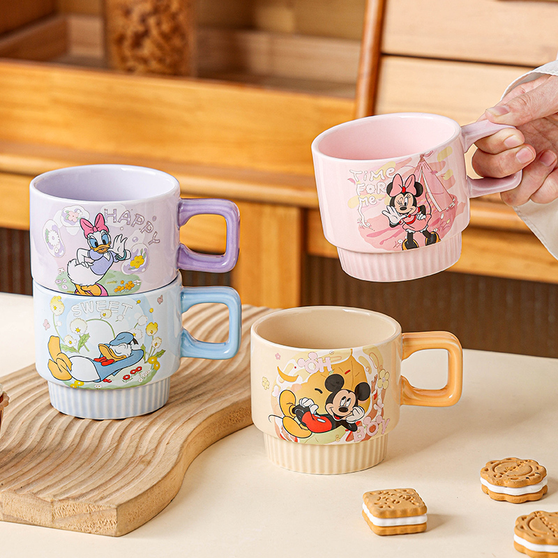 【新品特价】迪士尼新款米奇叠叠杯INS风摩登咖啡杯创意茶杯情侣款