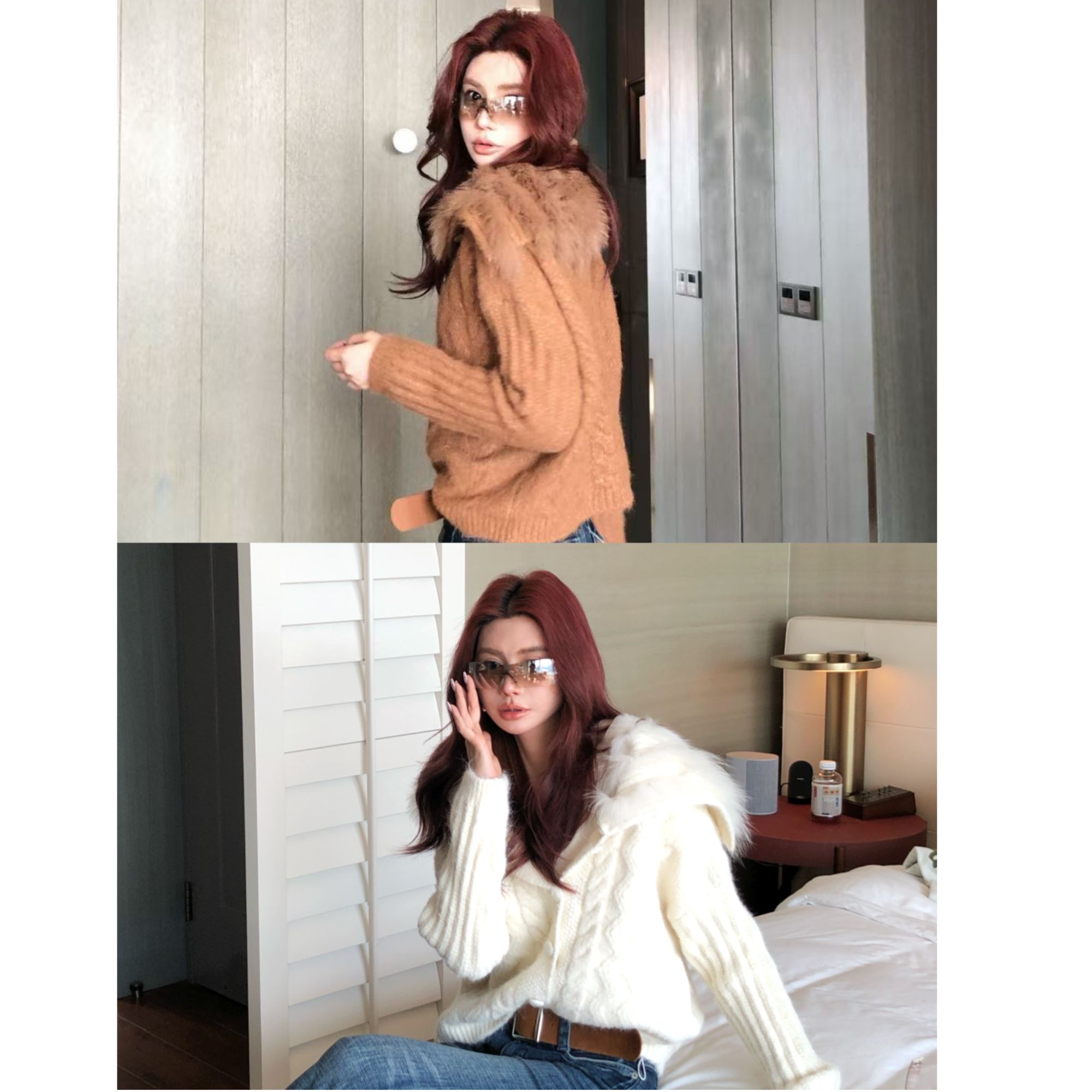 婉君Q【芬兰情书】“狐狸毛””羊毛“专机立体织花毛衣外套WJ25C3C3007