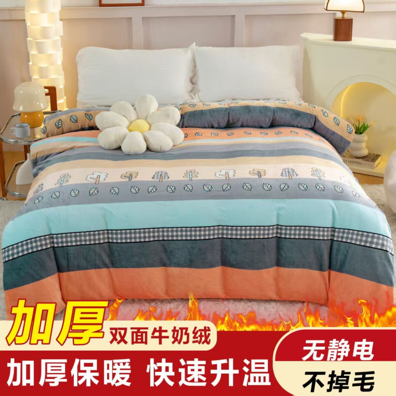 【秋冬新款】升级款高档加厚牛奶绒被套单双人亲肤柔软防静电可机洗