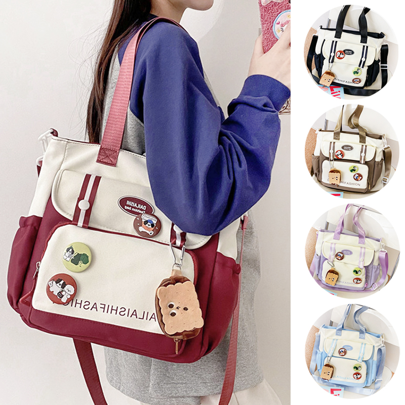 2025年新款补课包女尼龙防水学生补习袋上课包大容量单肩斜挎书包