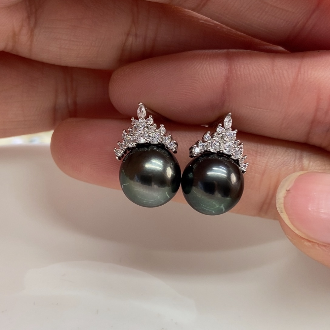 海水珍珠耳饰银S925镶嵌