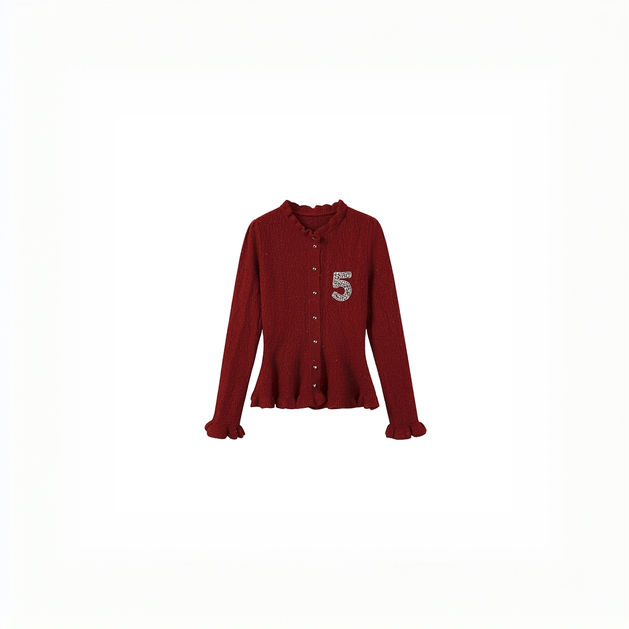 木耳边秋冬法式长袖针织上衣女时尚轻奢名媛H2218