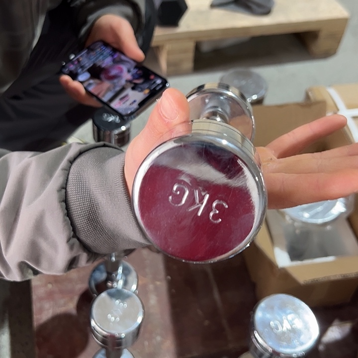 全新电镀纯钢哑铃3公斤一对