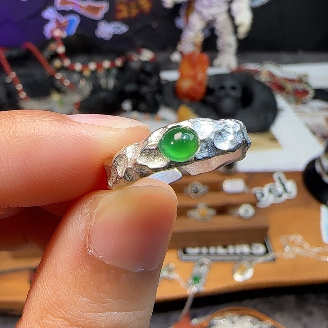 翡翠银S925镶嵌戒指