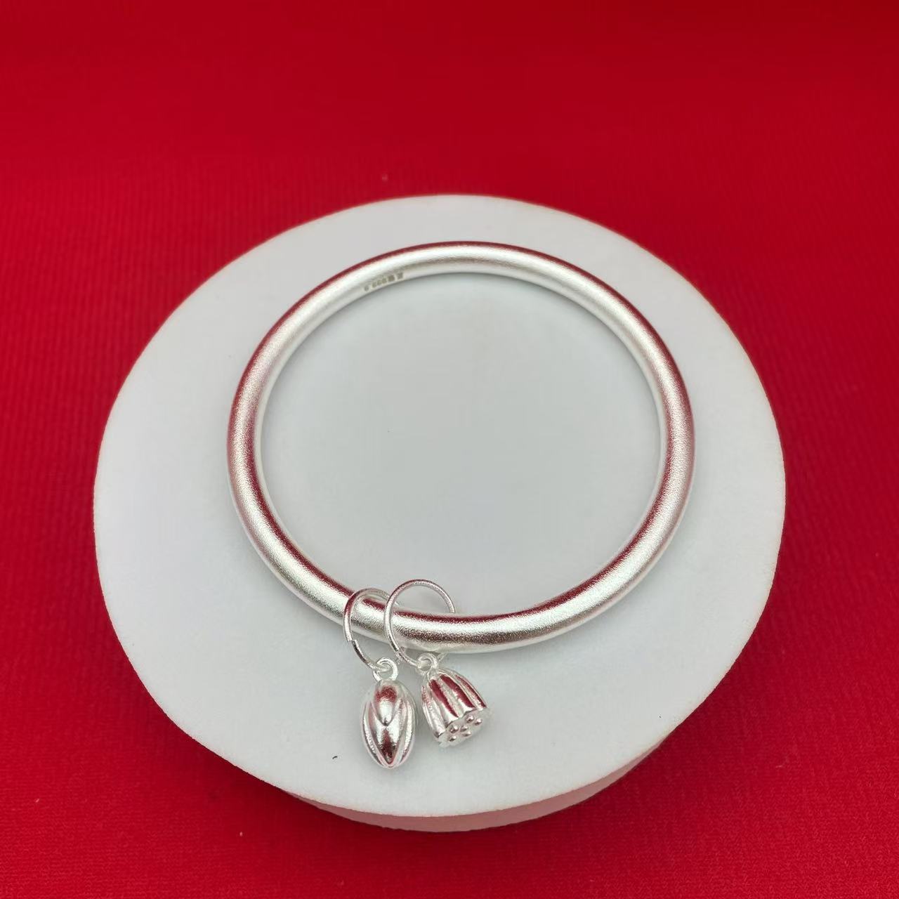 足银手镯  3号链接【闭口手镯】足银999.9手镯带证书礼盒包装