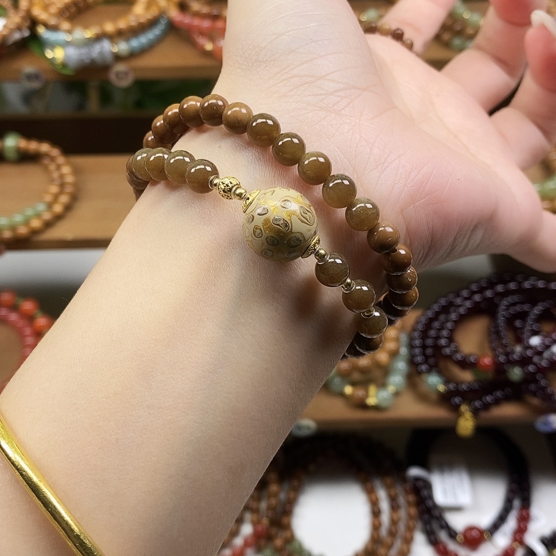 库克吊坠奶茶大漆珠06双圈