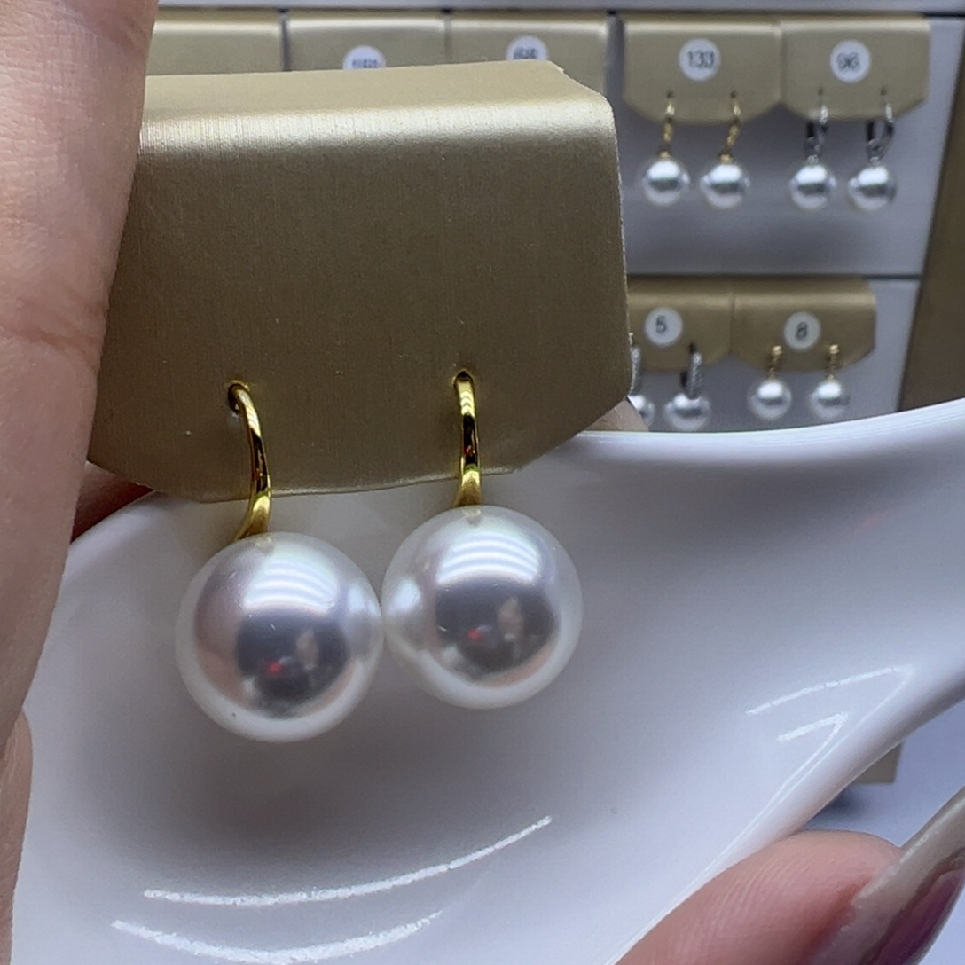 耳饰银S925镶嵌淡水珍珠