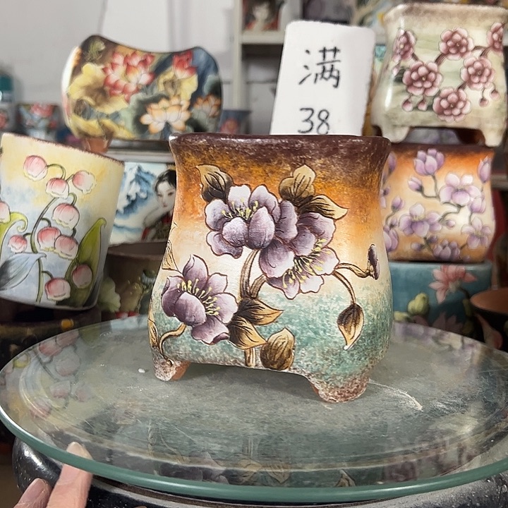 满38包邮 景德镇幸运花盆