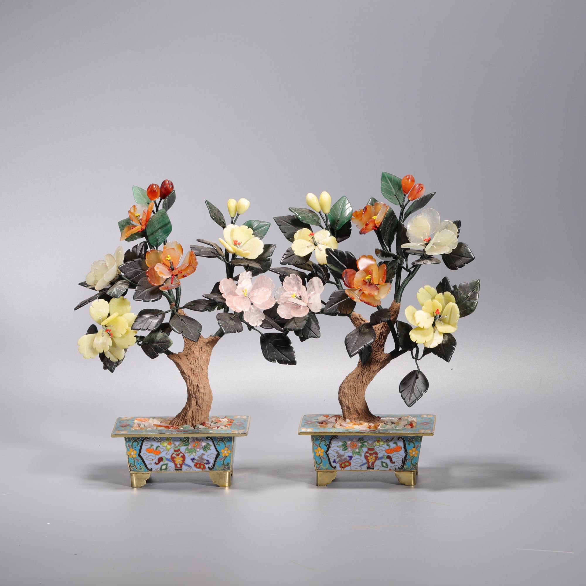 lot16  清代  百宝盆景一对