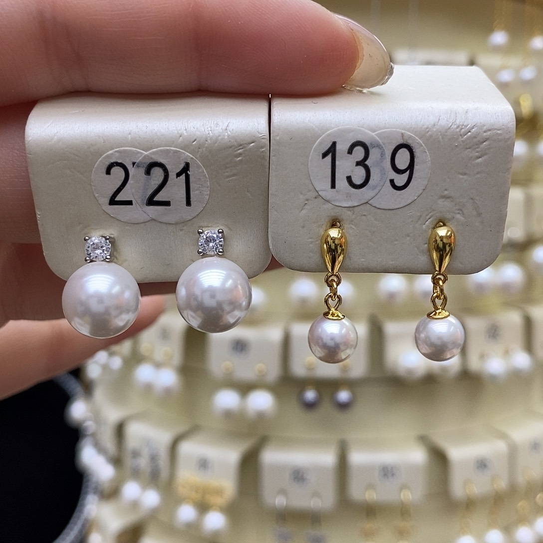 银S925镶嵌淡水珍珠耳饰