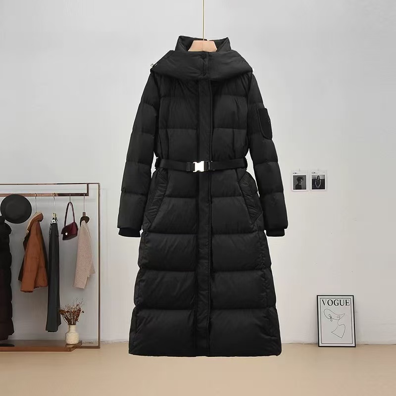 GEYAO2025冬季高级感羽绒服收腰防风袖口长款连帽外套S23D227524A