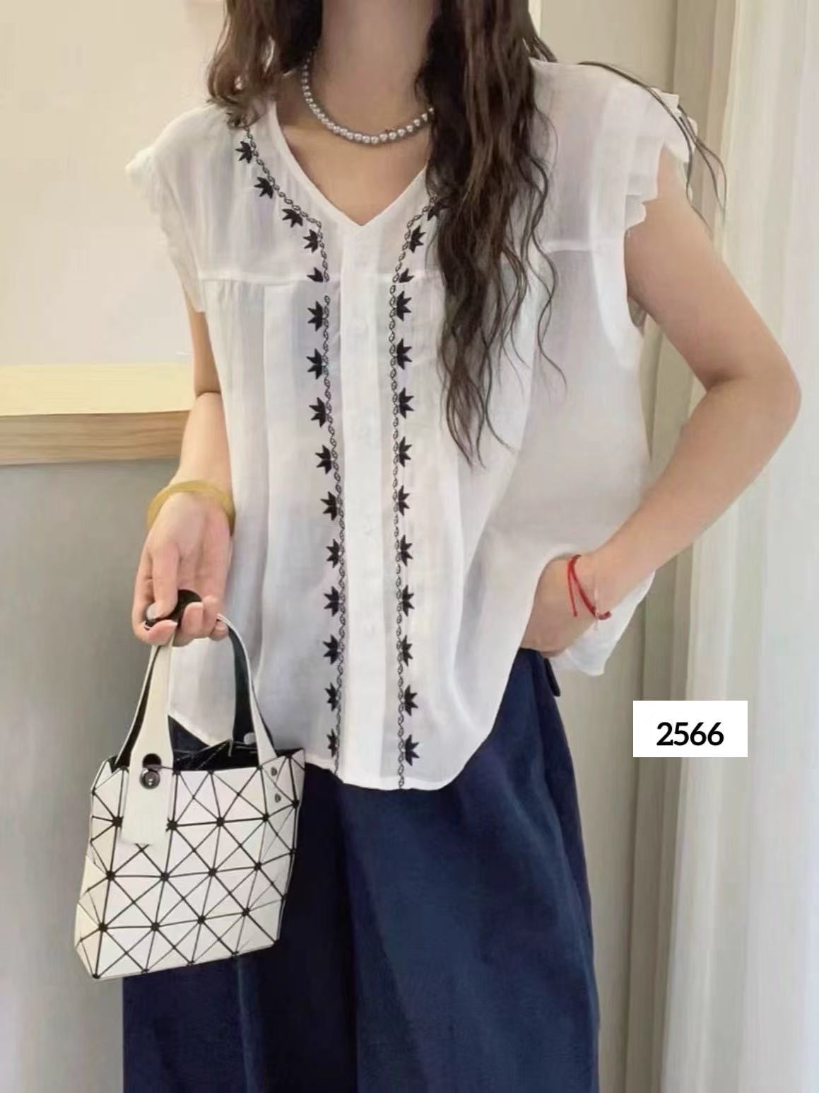 4740号2566#度假风无袖上衣+弹力腰口袋阔腿裤两件套（裤子带里衬）