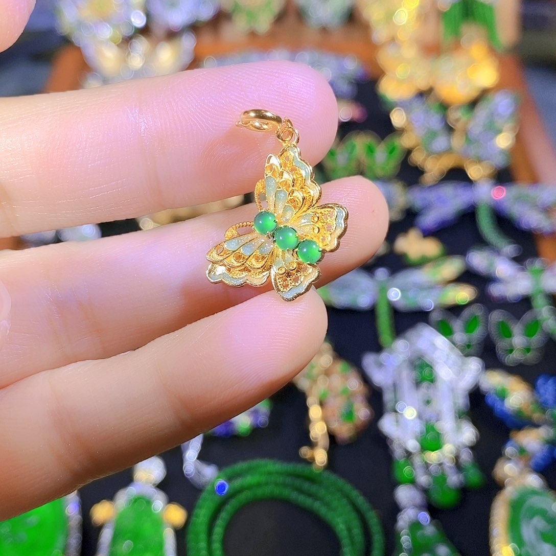 吊坠(不含链)银S925镶嵌翡翠