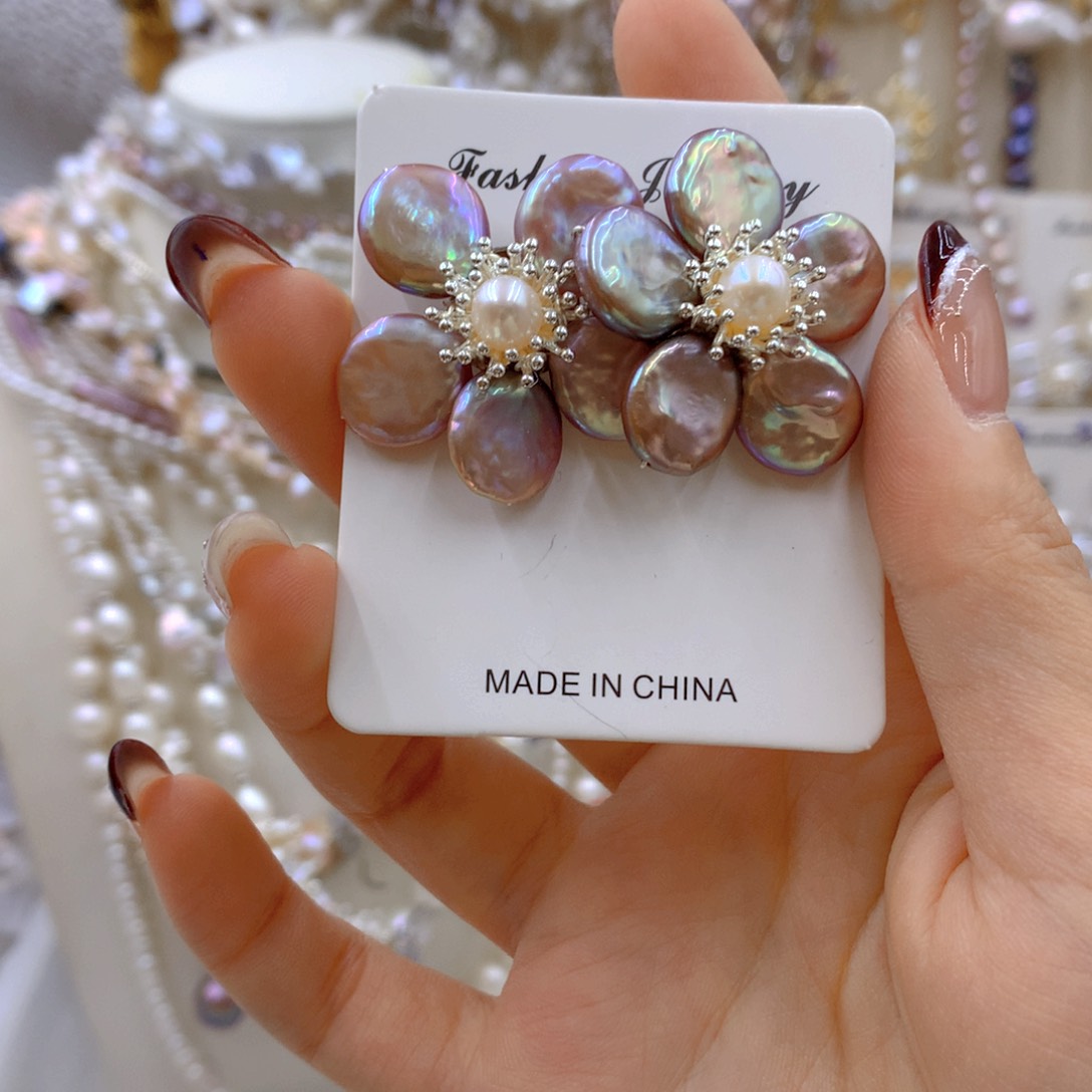 淡水珍珠耳饰合金