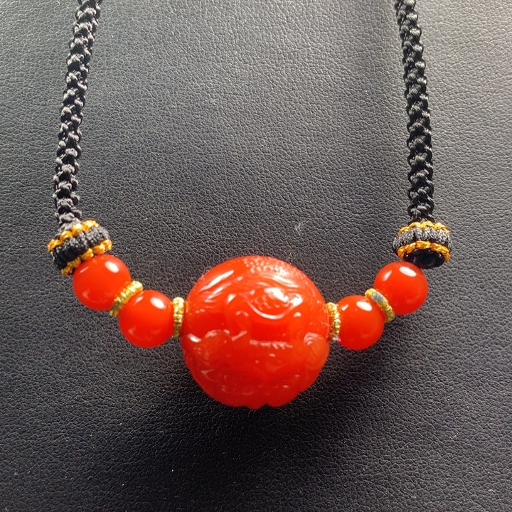 南红玛瑙未镶嵌龙珠锁骨珠