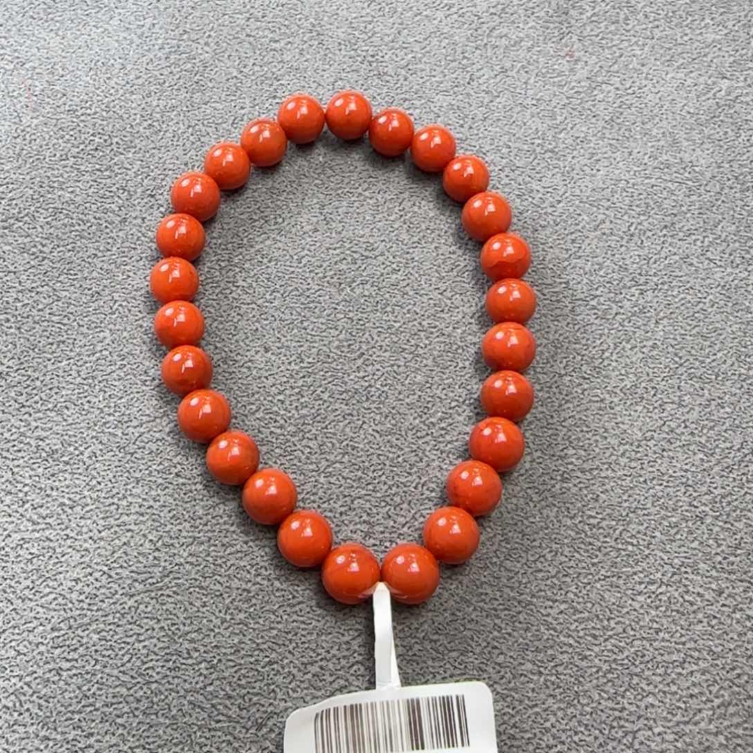 南红玛瑙手串未镶嵌绿*瓦西纯色柿子红7mm单圈