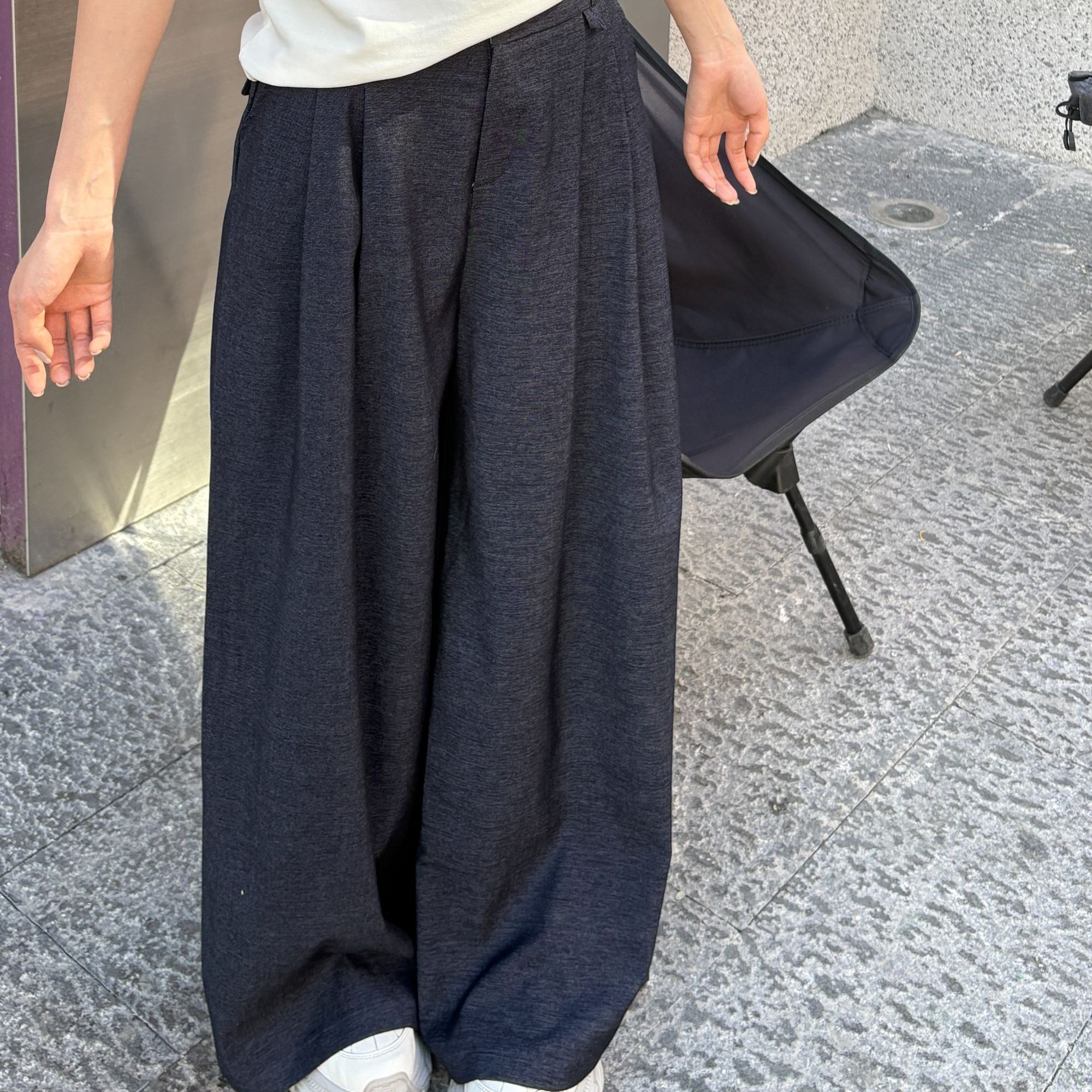 忆安格2025春夏款休闲百搭西装阔腿裤宽松