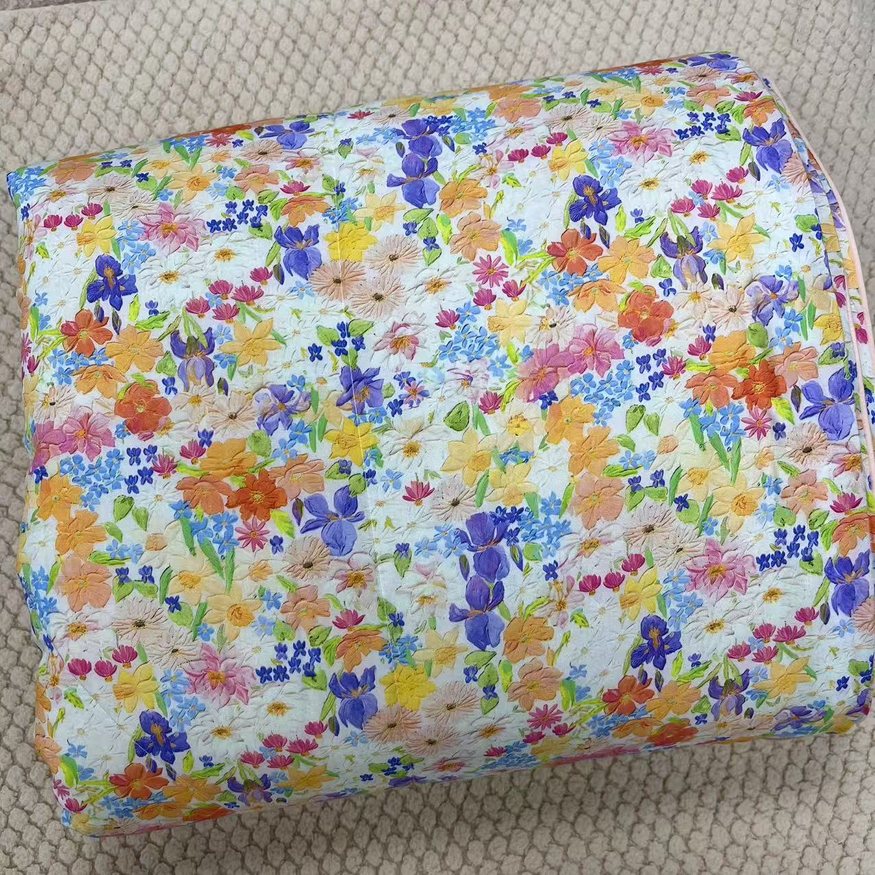 【绒兰】150*200cm数码印花棉绸夏凉被 04号 繁花似锦