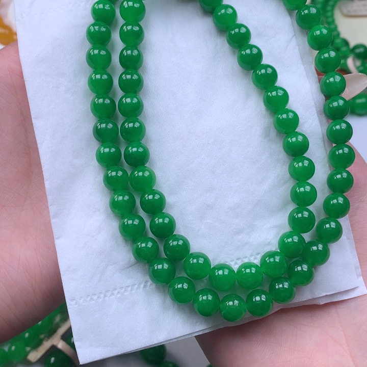 用***9缅料卡8浓阳绿项链