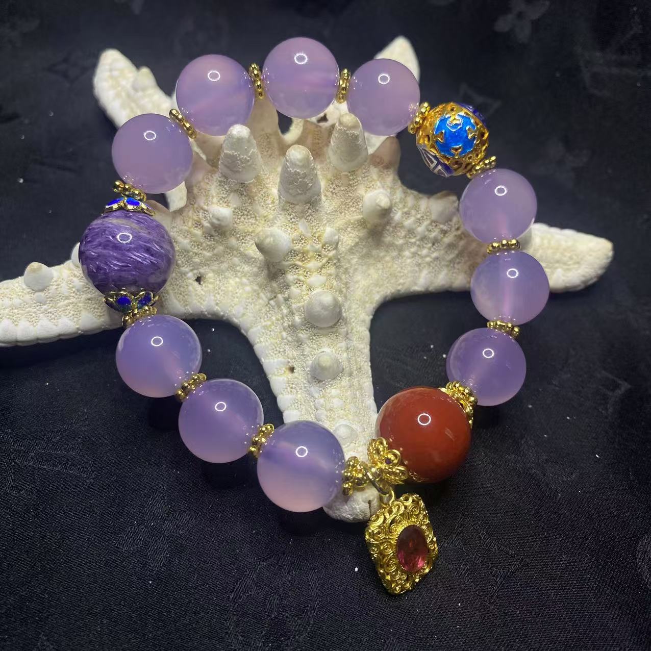 【玉合缘】天然粉紫玛瑙手串精美百搭 2309