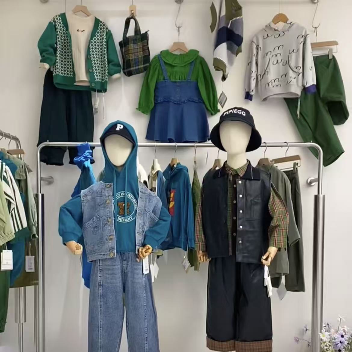 A7296#CYX-WMT-NT-09538童装绿色套装