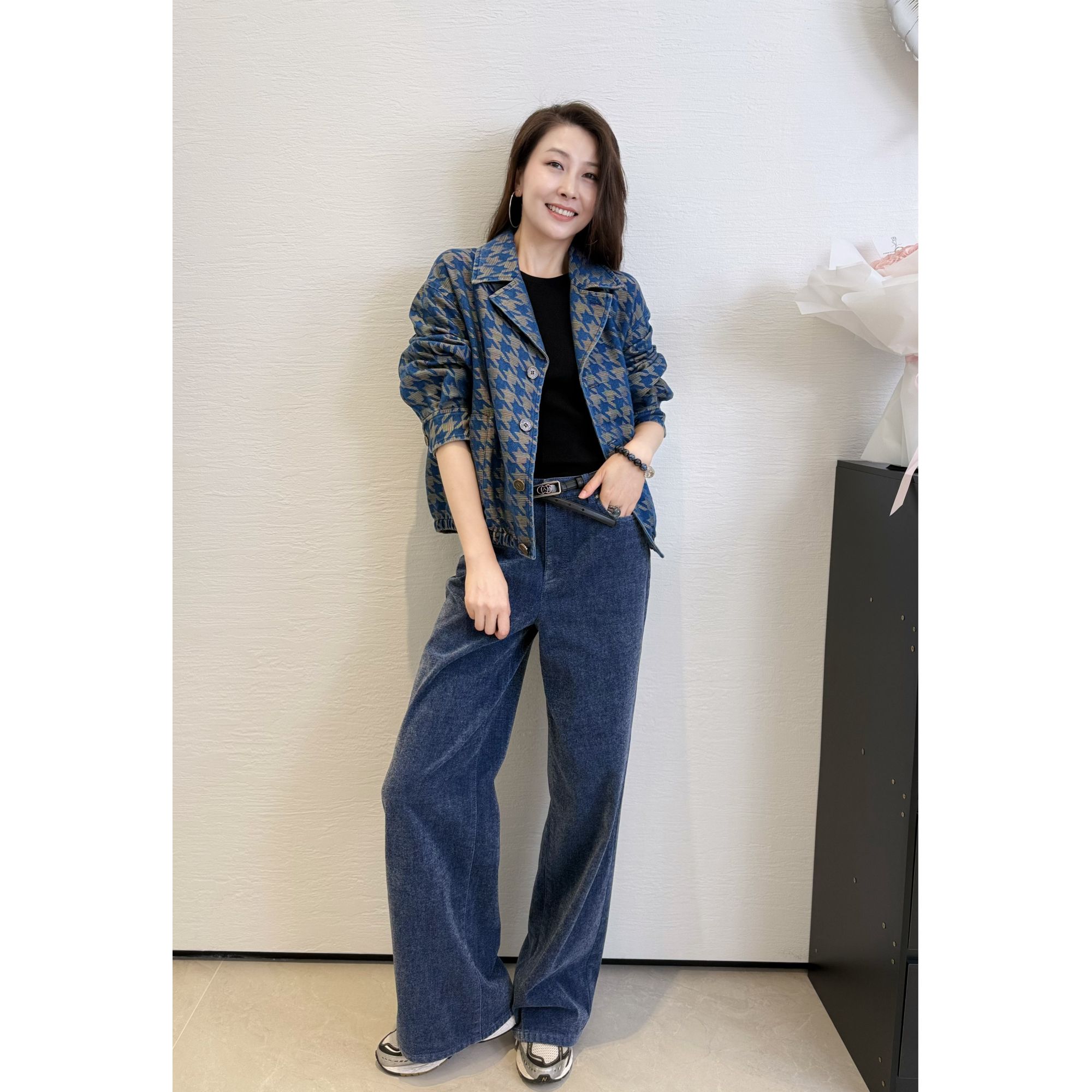 AMASS/阿玛施复古丹宁风时尚质感中腰休闲牛仔裤5100388