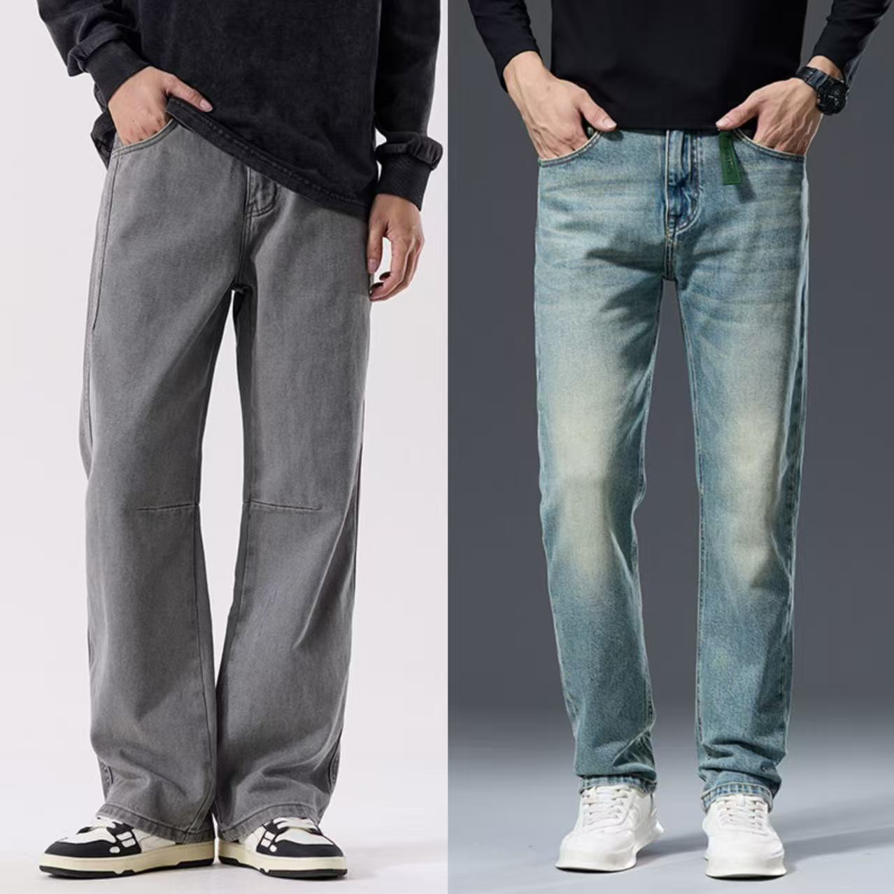 男士直筒牛仔裤男装55