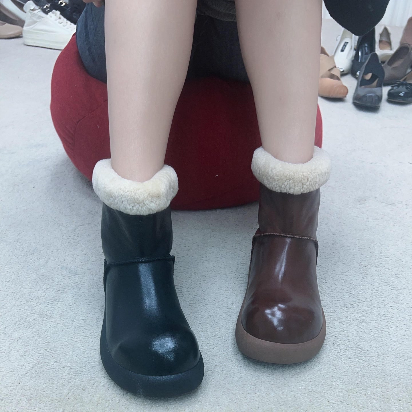 LI AJIGIRL/ 原创设计水洗马皮厚底雪地靴#0829-2